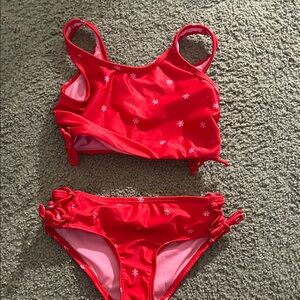 Kids Swimwear Set - Red Floral Design